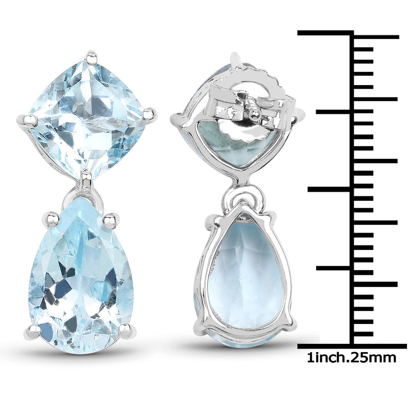 11.60 Carat Genuine Blue Topaz .925 Sterling Silver Earrings