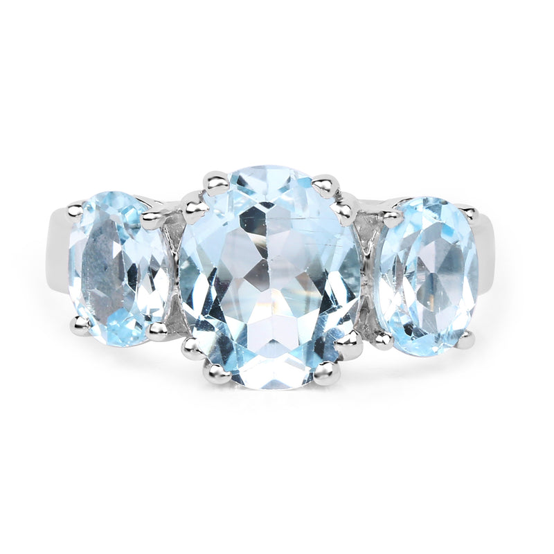 4.45 Carat Genuine  Blue Topaz .925 Sterling Silver Ring