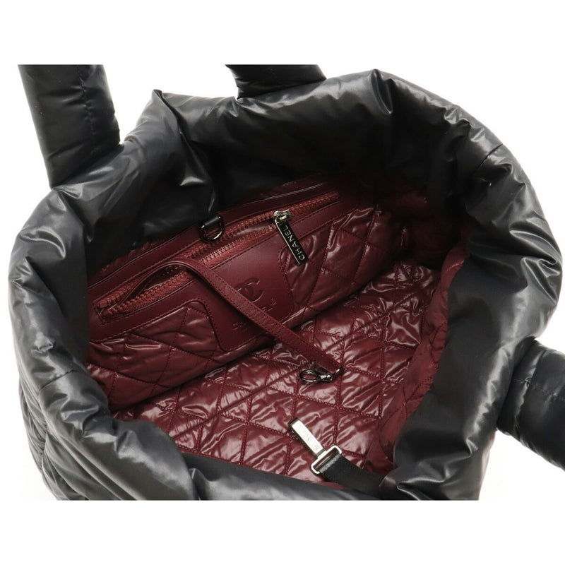 CHANEL Coco Cocoon Small Tote Bag Nylon Leather Black 7108