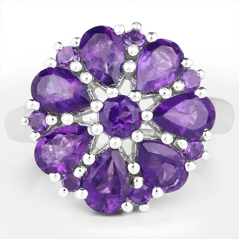 3.04 Carat Genuine Amethyst .925 Sterling Silver Ring