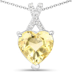 2.25 Carat Genuine Citrine and White Topaz .925 Sterling Silver Pendant