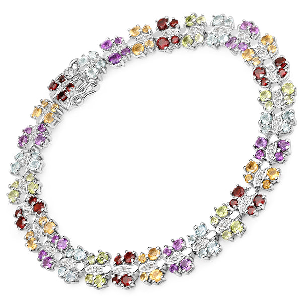 7.45 Carat Genuine Multi Stones .925 Sterling Silver Bracelet