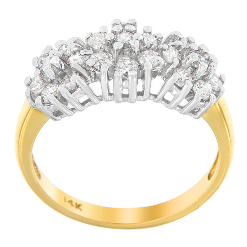 14K Two-Tone Gold 1ct. TDW 3-stone Cluster Diamond Ring (I-JI1-I2)