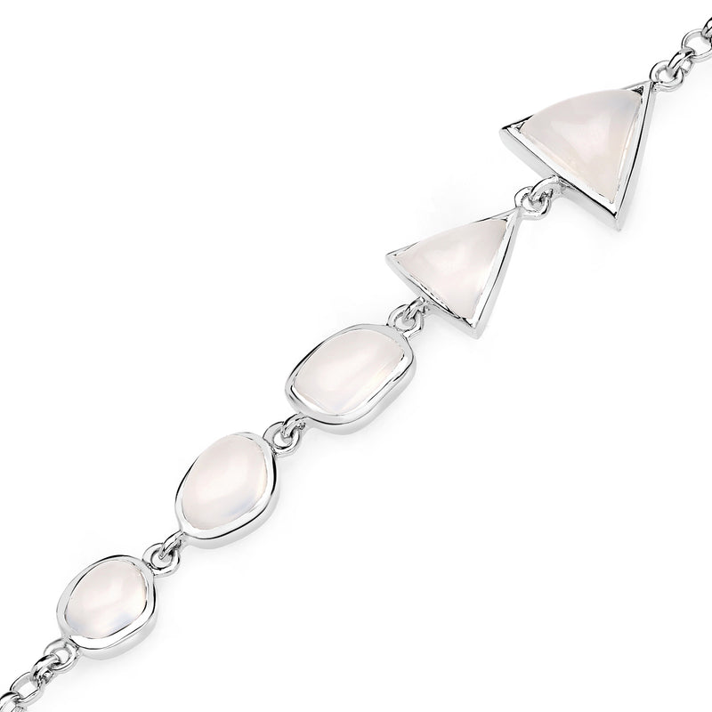 4.64 Carat Genuine White Agate .925 Sterling Silver Bracelet