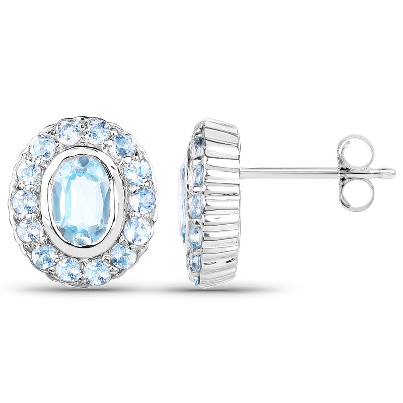 2.91 Carat Genuine Blue Topaz .925 Sterling Silver Earrings