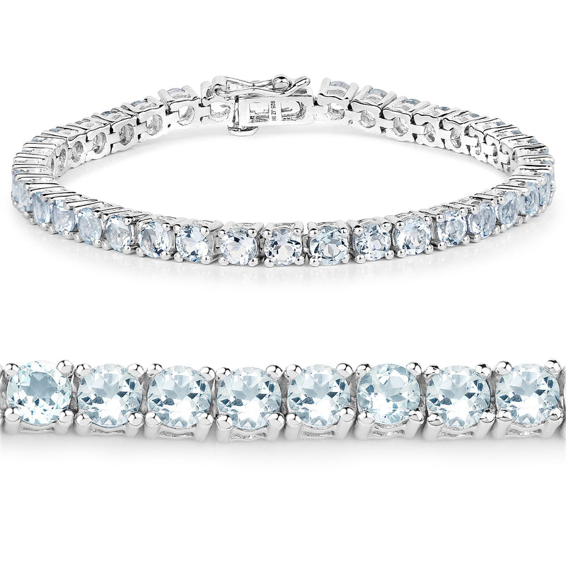 8.58 Carat Genuine Aquamarine .925 Sterling Silver Bracelet