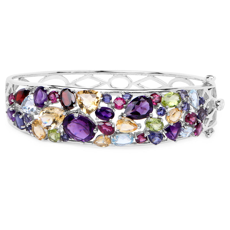 19.62 Carat Genuine Multi Stone .925 Sterling Silver Bangle