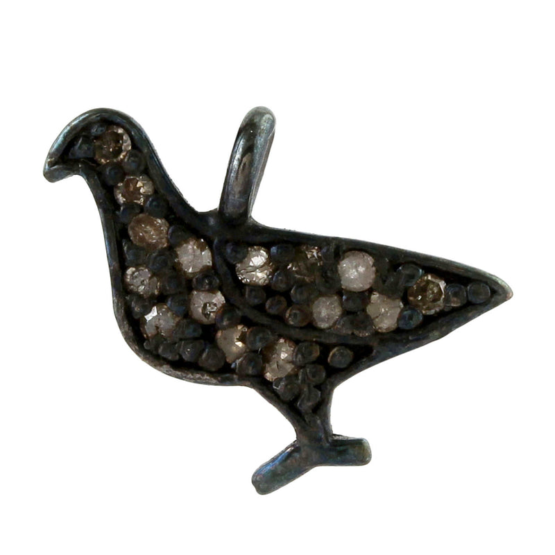 Pave Diamond Bird Charm Pendant 925 Sterling Silver Women Jewelry