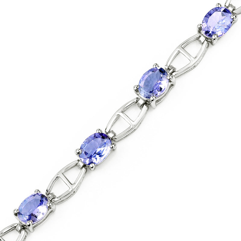 4.29 Carat Genuine Tanzanite .925 Sterling Silver Bracelet