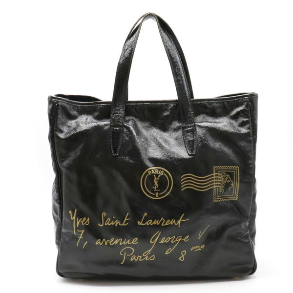 YVES SAINT LAURENT Yves Saint Laurent YSL Y Mail Tote Bag Large Patent Leather Black