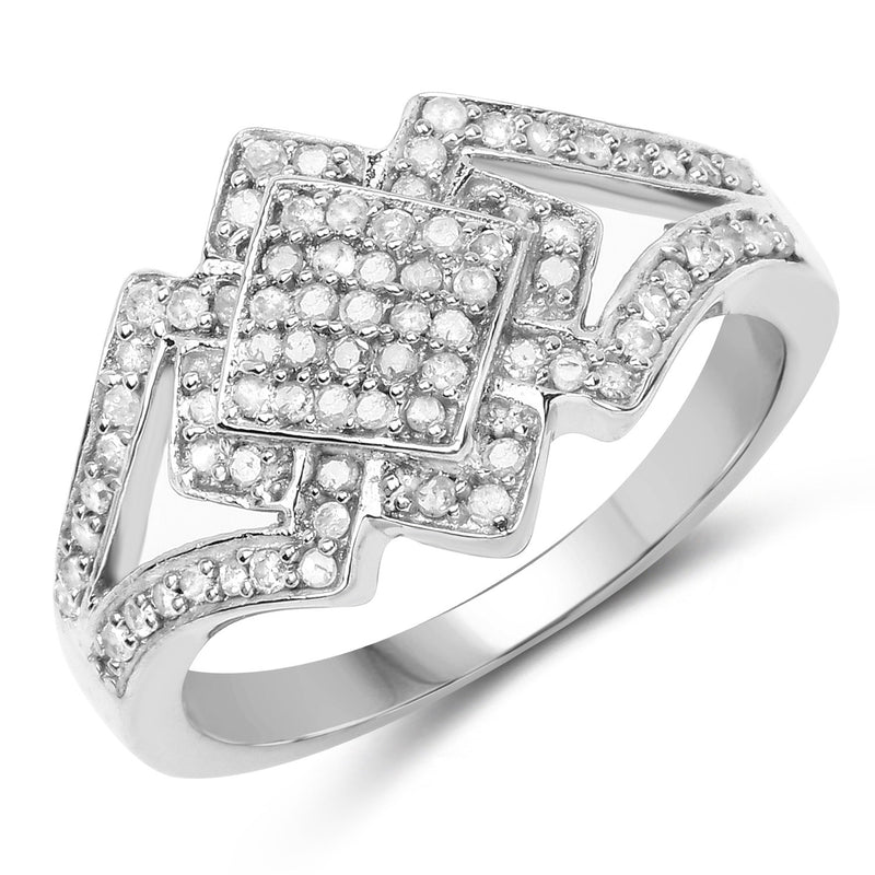 0.32 Carat Genuine White Diamond .925 Sterling Silver Ring