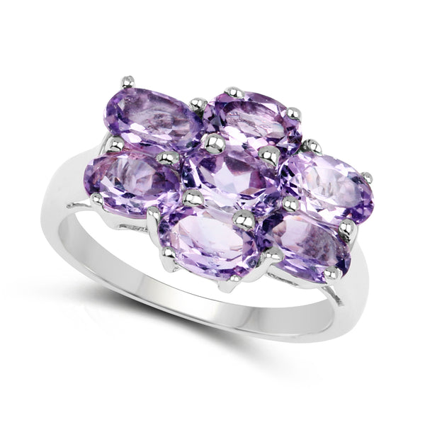 3.01 Carat Genuine Amethyst .925 Sterling Silver Ring