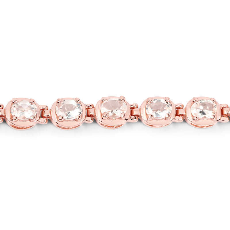 14K Rose Gold Plated 3.90 Carat Genuine Morganite .925 Sterling Silver Bracelet