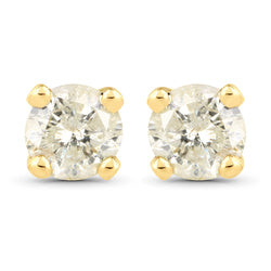 0.99 Carat Genuine LB Diamond 14K Yellow Gold Earrings