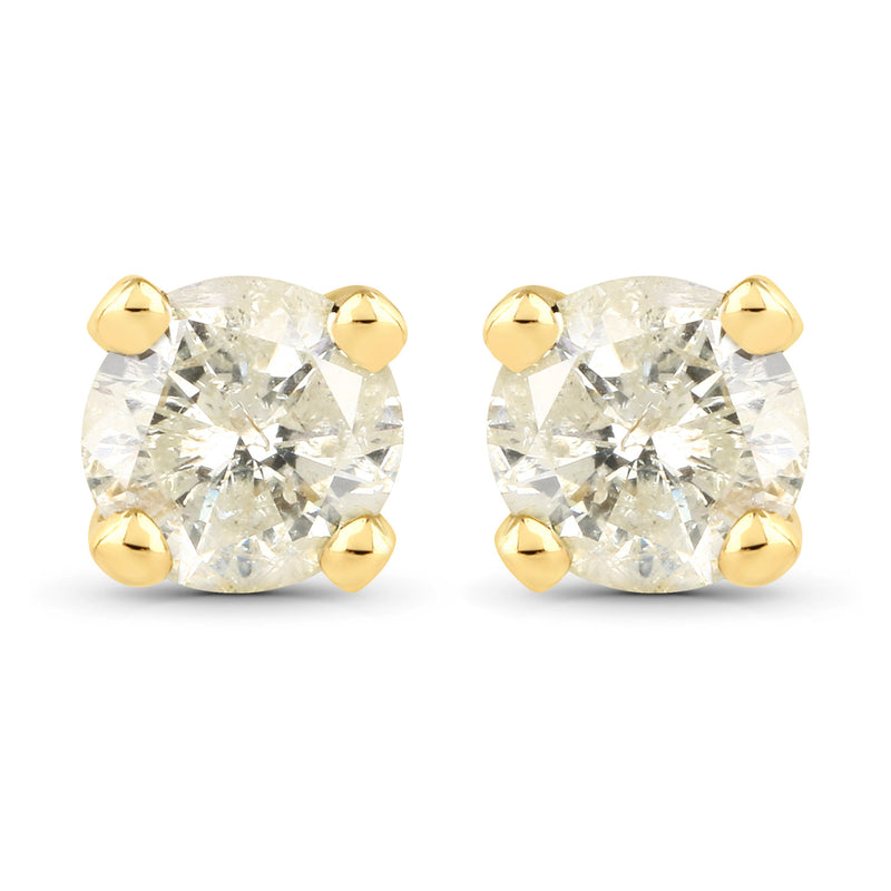 0.99 Carat Genuine LB Diamond 14K Yellow Gold Earrings