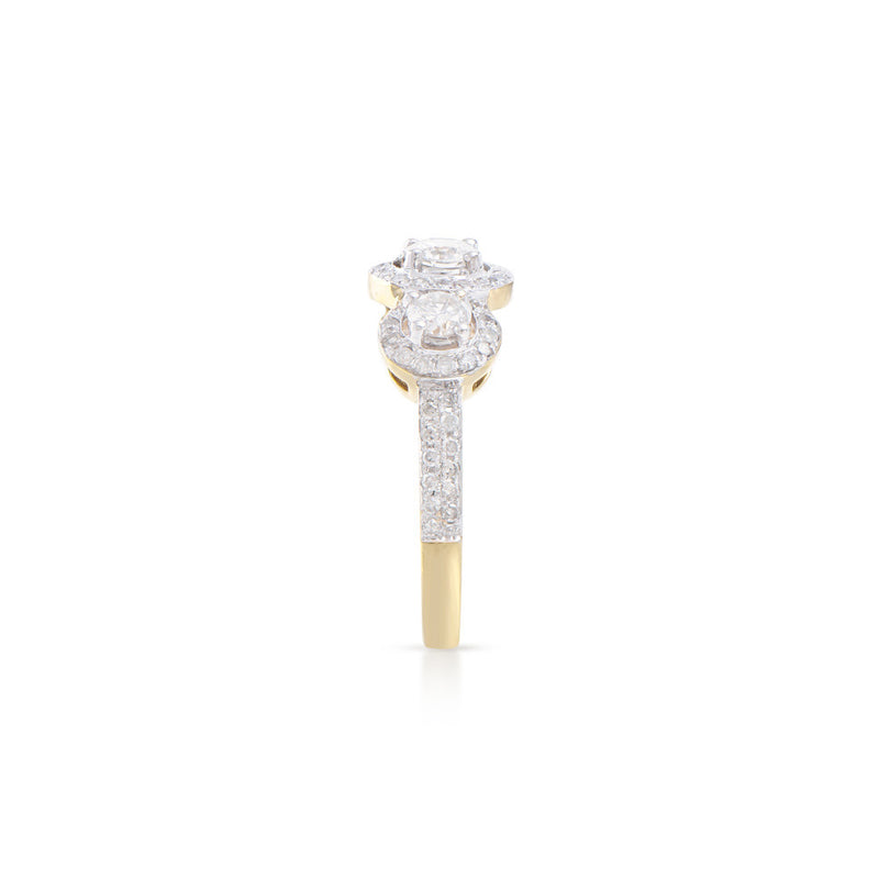 1.26 CTS TW CERTIFIED DIAMONDS 14K YELLOW GOLD DESIGNER RING SIZE 7.5