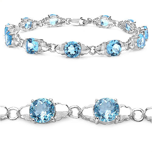 14.80 Carat Genuine Blue Topaz Sterling Silver Bracelet