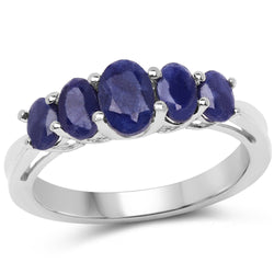 1.69 Carat Glass Filled Sapphire .925 Sterling Silver Ring