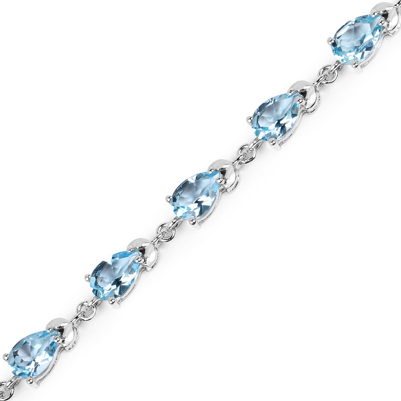 14.30 Carat Genuine Blue Topaz .925 Sterling Silver Bracelet