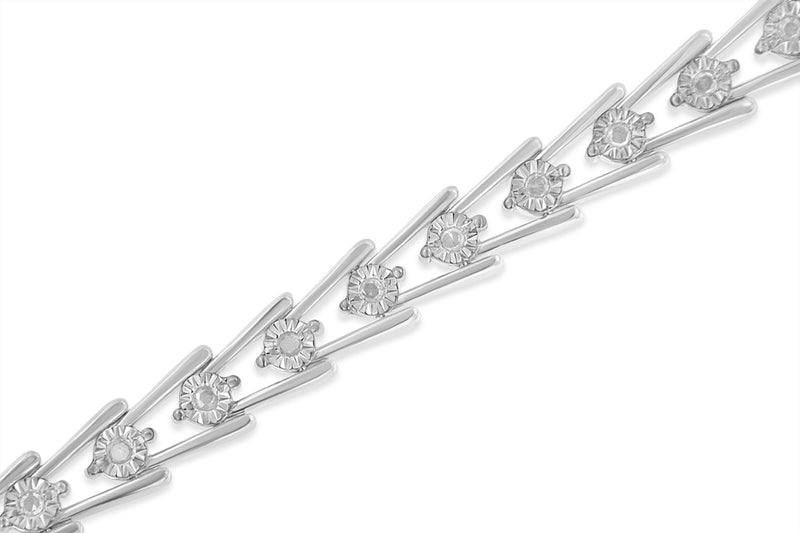 Sterling Silver Diamond Wave-Style Link Bracelet (0.5 cttw, I-J Color, I3 Clarity)