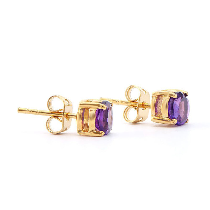 1.40 TW CTS AMETHYST 18K GOLD PLATED DESIGNER STUDS EAR-RINGS