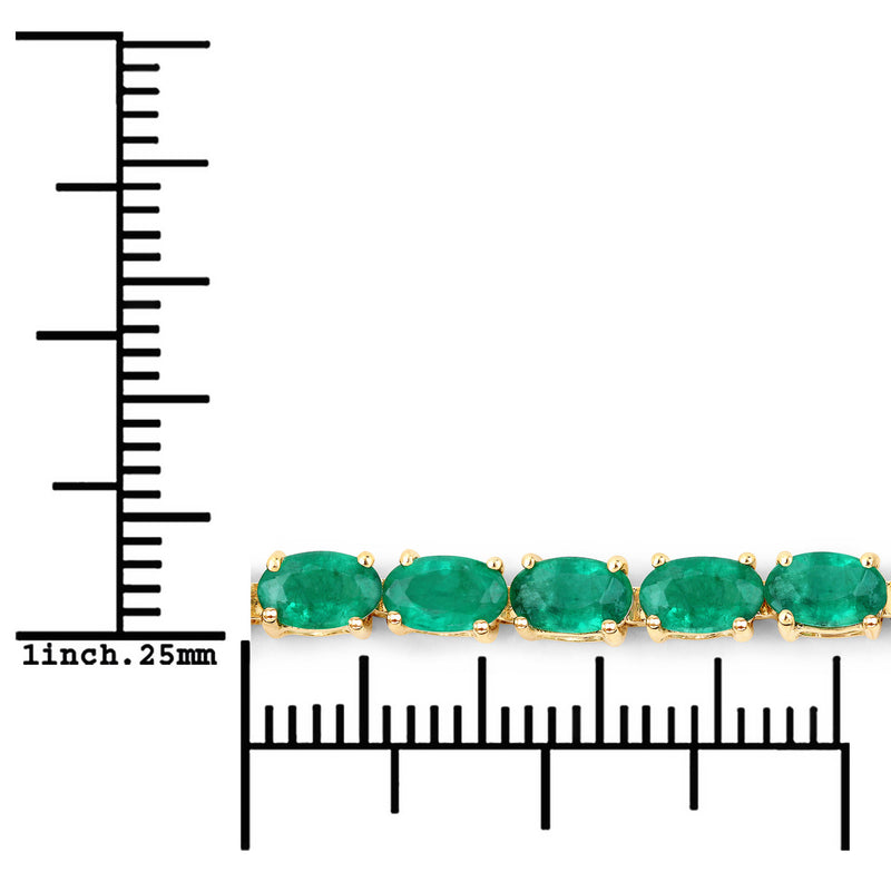 6.46 Carat Genuine Zambian Emerald 14K Yellow Gold Bracelet