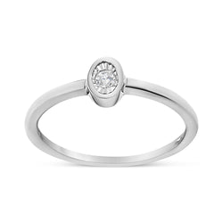 .925 Sterling Silver 1/20 Cttw Miracle Set Diamond Oval Shaped Promise Ring (J-K Color, I1-I2 Clarity) - Size 6