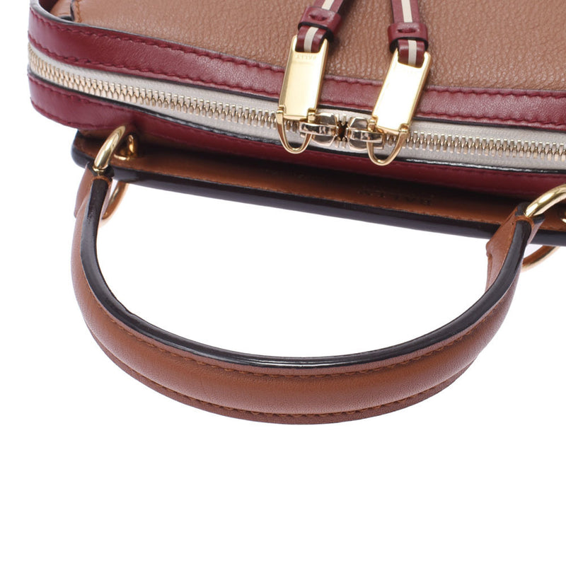 BALLY AMOEBA 2WAY bag brown / red ladies calf handbag