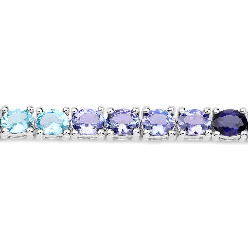 12.04 Carat Genuine Multi Stone .925 Sterling Silver Bracelet