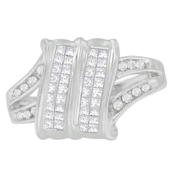 14K White Gold 1/2ct. TDW Round and Princess-cut Diamond Ring (H-I I1-I2)