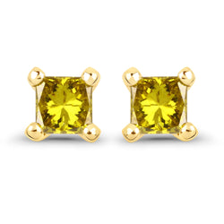 0.25 Carat Genuine Yellow Diamond 14K Yellow Gold Earrings (SI1-SI2)