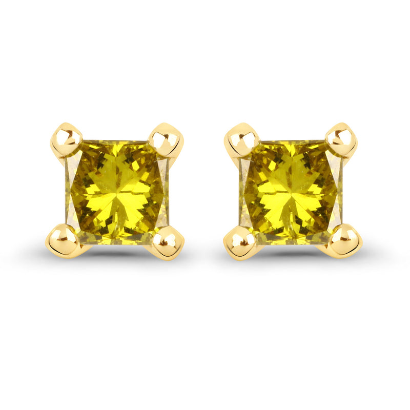 0.25 Carat Genuine Yellow Diamond 14K Yellow Gold Earrings (SI1-SI2)