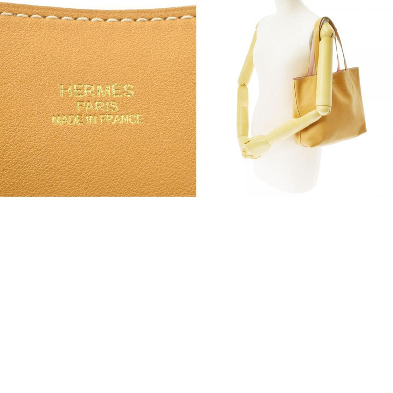 HERMES Hermes Double Sense 36 Reversible Curry / Rose Sakura X Engraved (around 2016) Unisex Vosikkim Tote Bag