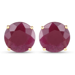 7.40 Carat Genuine Ruby 14K Yellow Gold Earrings