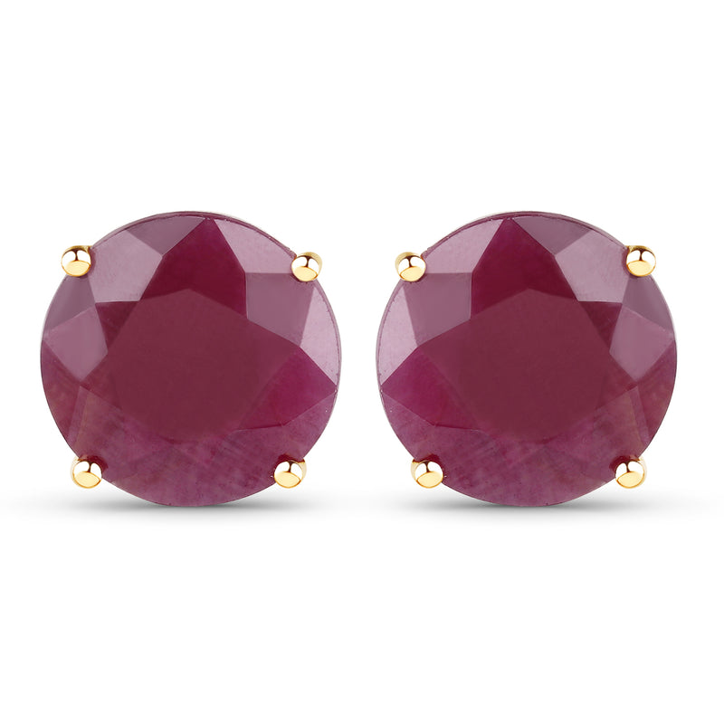 7.40 Carat Genuine Ruby 14K Yellow Gold Earrings