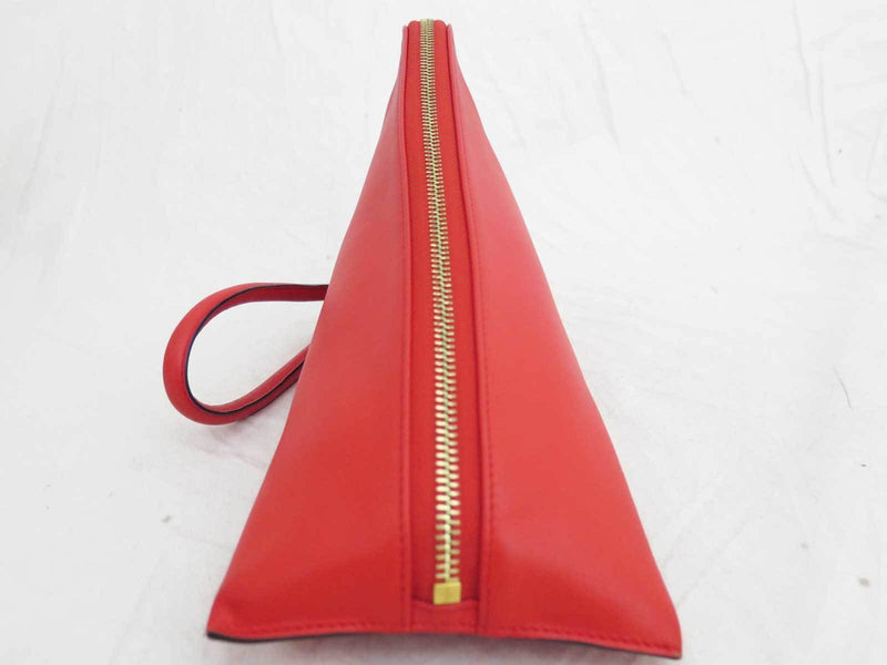 Loewe LOEWE Pouch Anagram Red Leather Clutch Bag Second Ladies