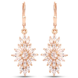 3.54 Carat Genuine Morganite .925 Sterling Silver Earrings