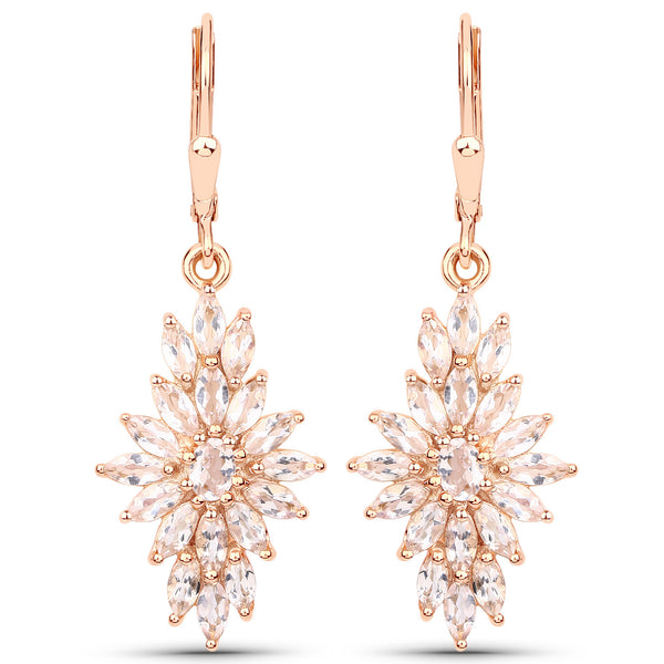 3.54 Carat Genuine Morganite .925 Sterling Silver Earrings