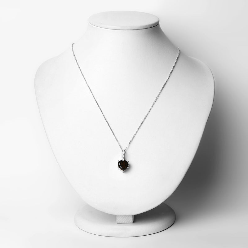 2.09 Carat Genuine Smoky Quartz and White Topaz .925 Sterling Silver Pendant