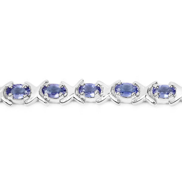 5.75 Carat Genuine Tanzanite .925 Sterling Silver Bracelet