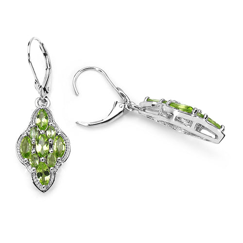 3.30 Carat Genuine Peridot .925 Sterling Silver Earrings