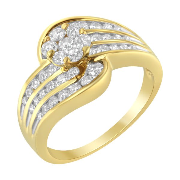 14K Yellow Gold Diamond Cocktail Bypass Ring (1 1/2 Cttw, H-I Color, SI2-I1 Clarity) - Size 7