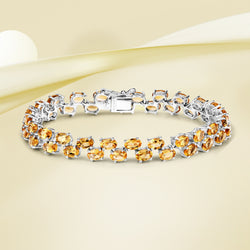 19.78 Carat Genuine Citrine .925 Sterling Silver Bracelet