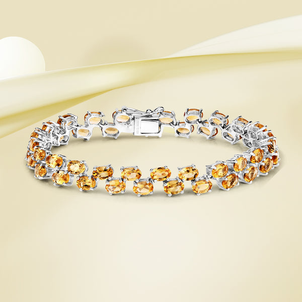 19.78 Carat Genuine Citrine .925 Sterling Silver Bracelet