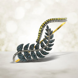 Leaf Style Designer Palm Bracelet Pave Diamond 18k Gold 925 Silver Gift Jewelry