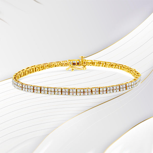 14K Yellow Gold Plated .925 Sterling Silver 3.0 Cttw Diamond Link Bracelet (K-L Color, I2-I3 Clarity) - 7.25"