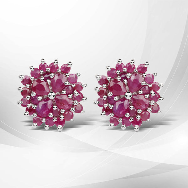 3.60 Carat Genuine Ruby .925 Sterling Silver Earrings