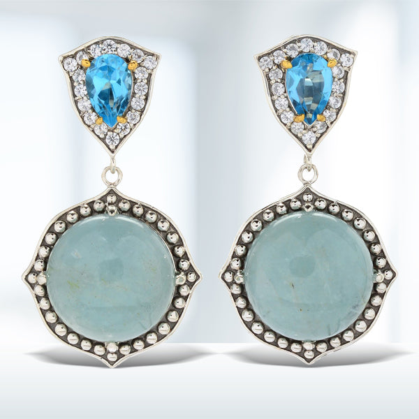 Brand New Milky Aquamarine Earring