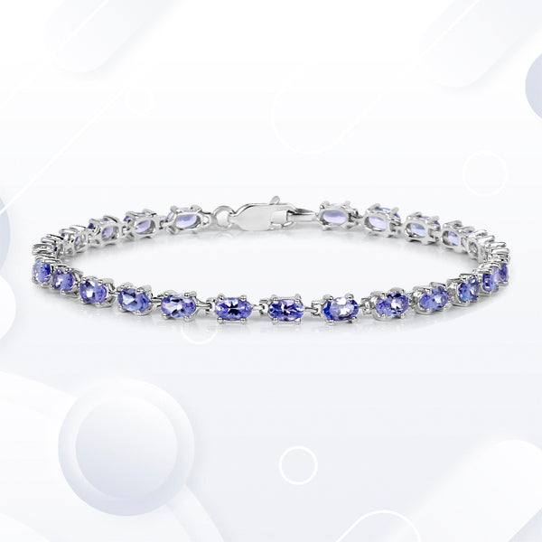 6.25 Carat Genuine Tanzanite .925 Sterling Silver Bracelet