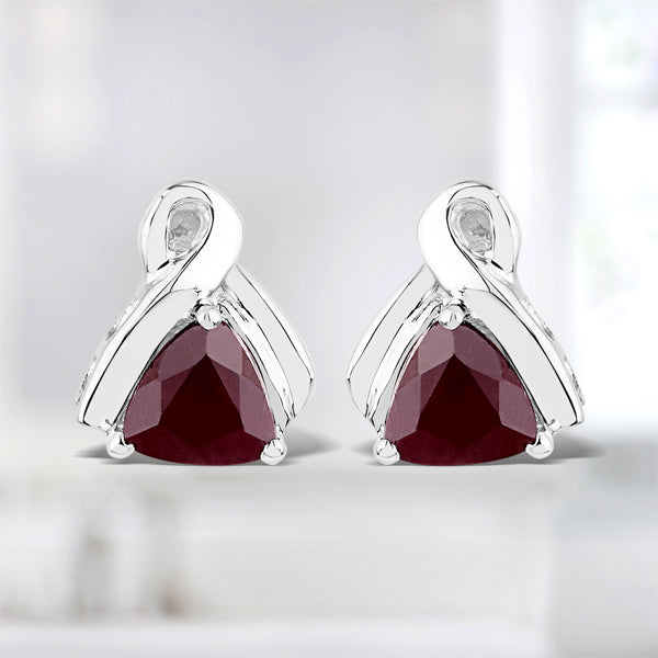 1.60 Carat Genuine Ruby Sterling Silver Earrings